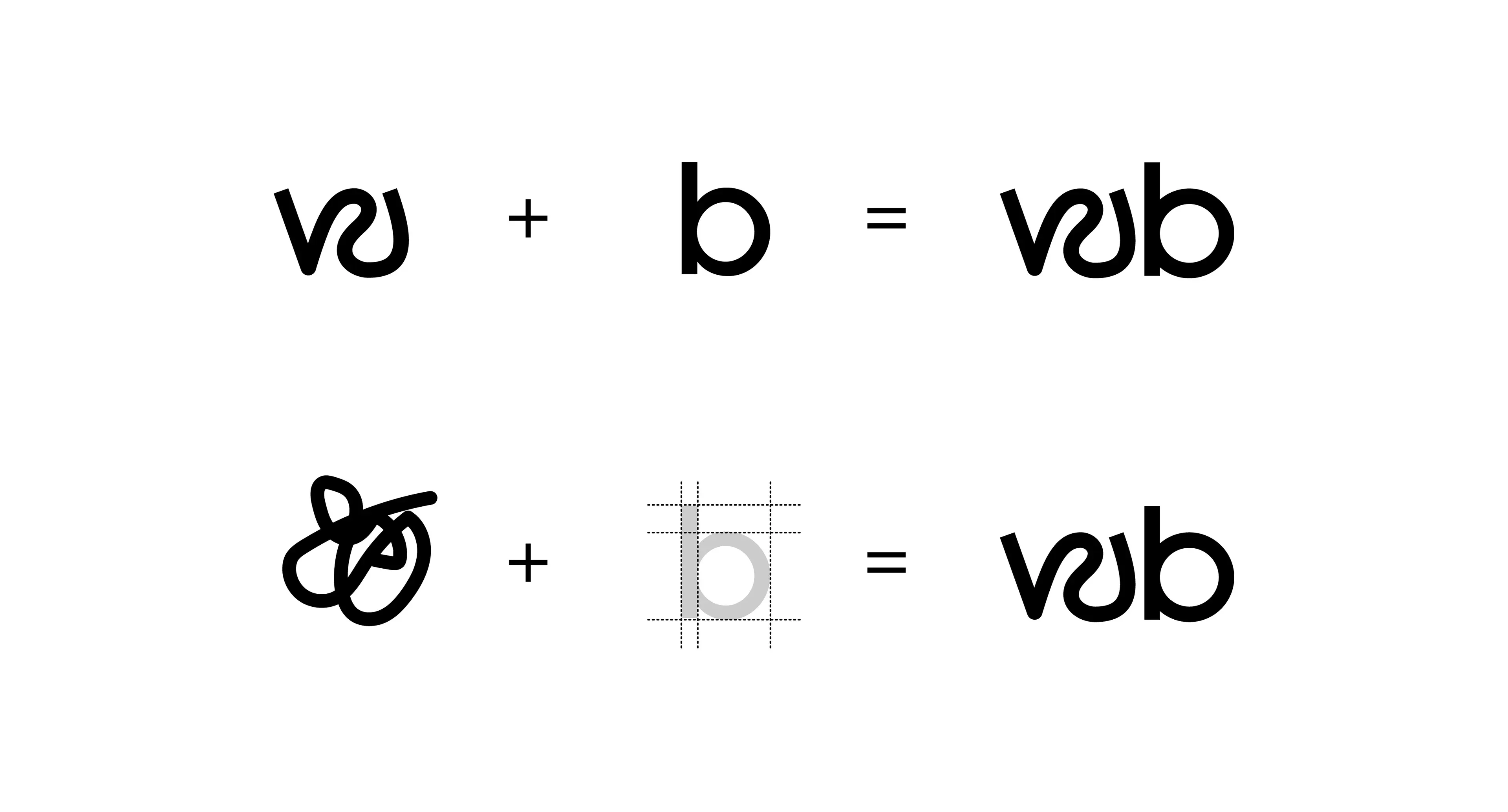 Derivation of the mark: w and b combine into the “wb” monogram